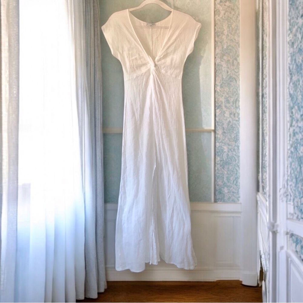 MiJo Michelle Jonas for Scoop NYC White Cotton Gauze Beach Dress Size Petite S